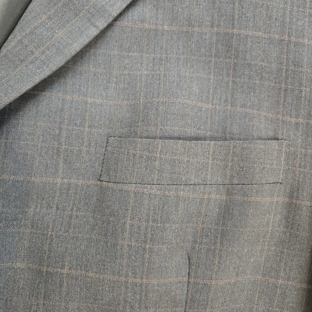 Lineage High Twist Microtech Men's Sport Coat Plaid Suit Jacket Measures 48R‎